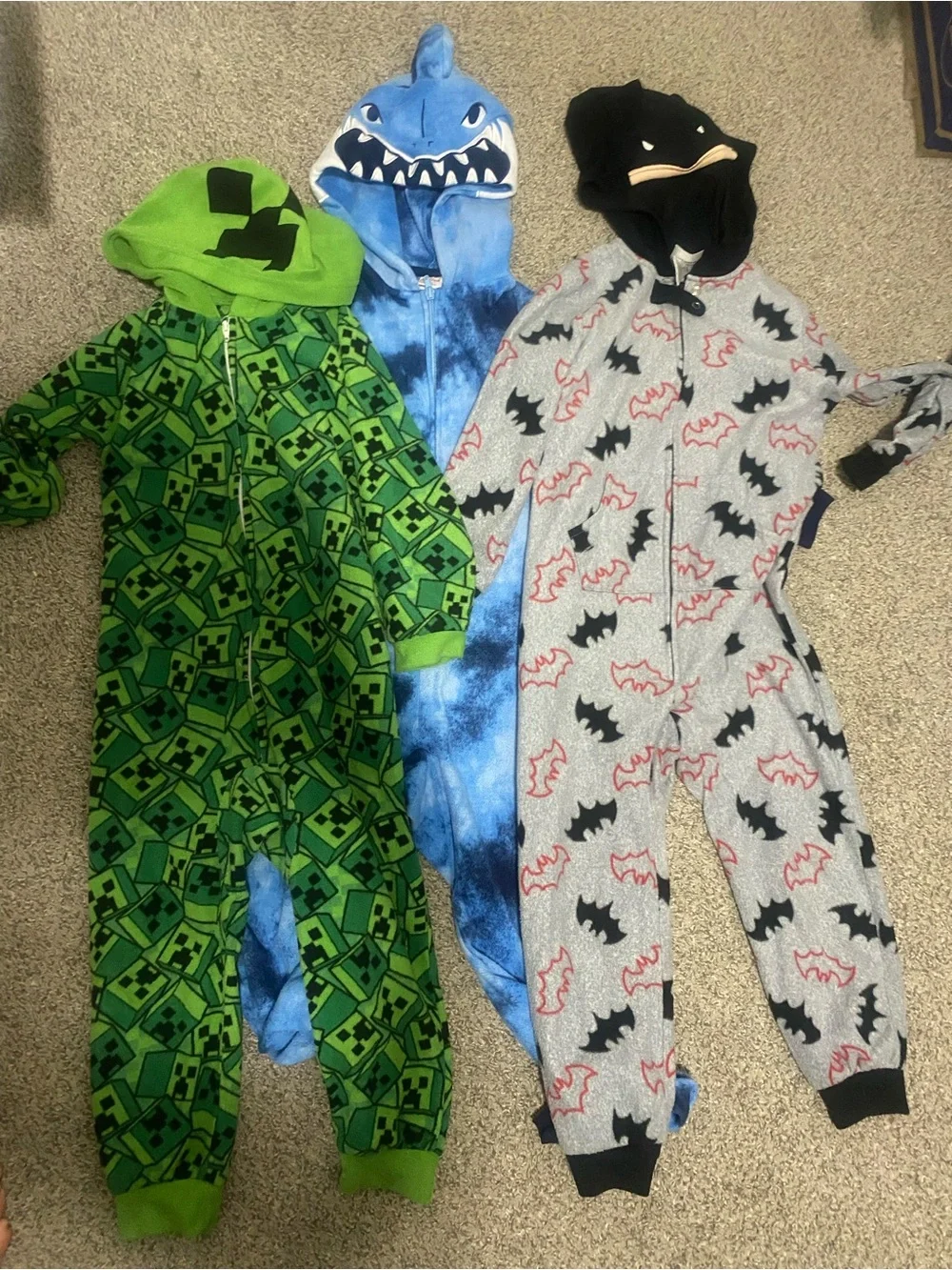New Kids Onesie Warm Hooded Pajamas Minecraft Batman Shark Cat Jack Lot Set 5 6